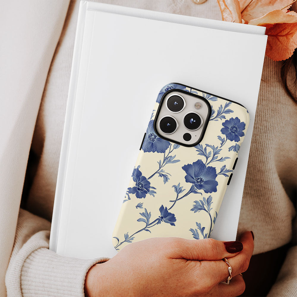 Double-Layer Semi-Handprinted Tough Matte Flowers iPhone Case