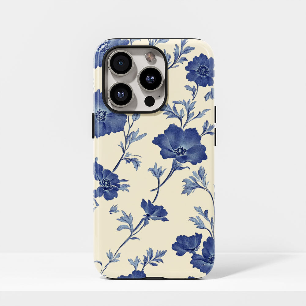 Double-Layer Semi-Handprinted Tough Matte Flowers iPhone Case