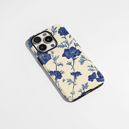 Double-Layer Semi-Handprinted Tough Matte Flowers iPhone Case