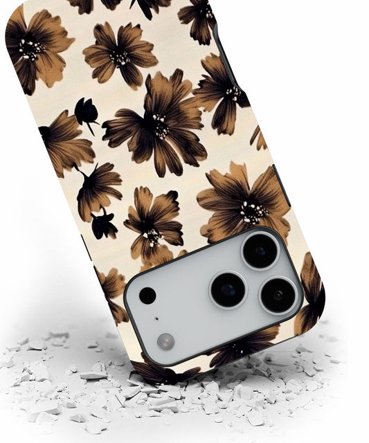 Double-Layer Semi-Handprinted Tough Matte Flowers iPhone Case