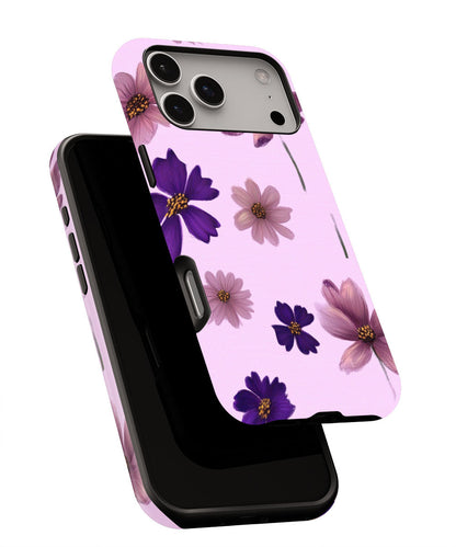 Double-Layer Semi-Handprinted Tough Matte Flowers iPhone Case