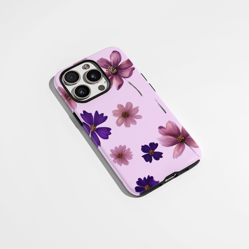 Double-Layer Semi-Handprinted Tough Matte Flowers iPhone Case