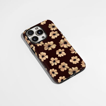 Double-Layer Semi-Handprinted Tough Matte Flowers iPhone Case