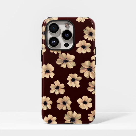 Double-Layer Semi-Handprinted Tough Matte Flowers iPhone Case