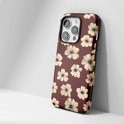 Double-Layer Semi-Handprinted Tough Matte Flowers iPhone Case