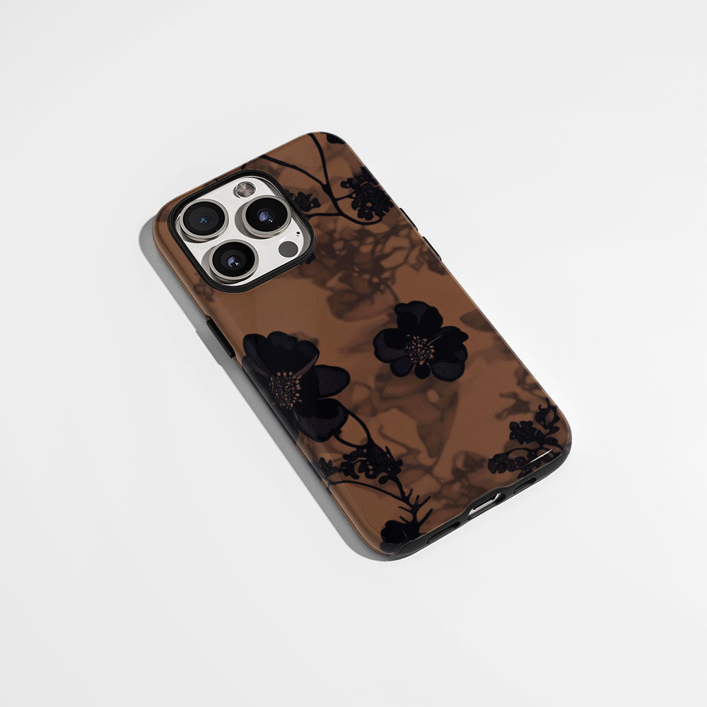 Double-Layer Semi-Handprinted Tough Matte Flowers iPhone Case