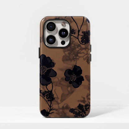 Double-Layer Semi-Handprinted Tough Matte Flowers iPhone Case