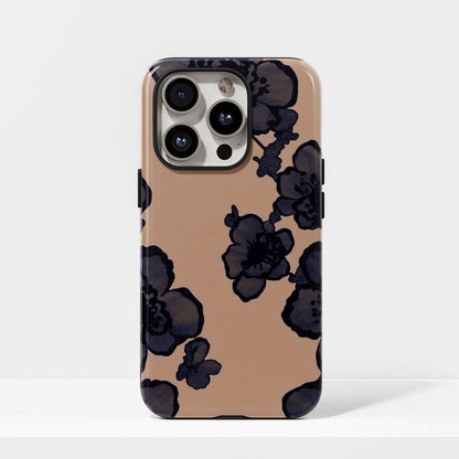 Double-Layer Semi-Handprinted Tough Matte Flowers iPhone Case