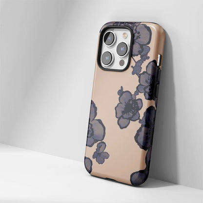 Double-Layer Semi-Handprinted Tough Matte Flowers iPhone Case