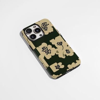 Double-Layer Semi-Handprinted Tough Matte Flowers iPhone Case