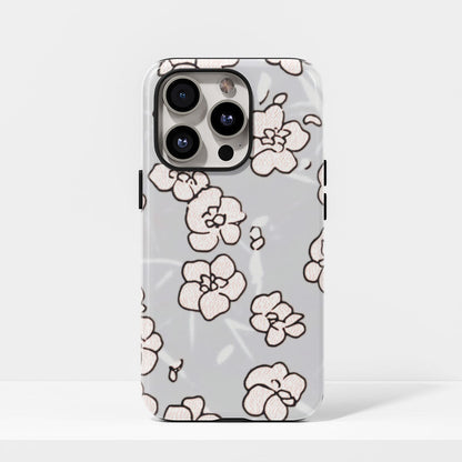 Double-Layer Semi-Handprinted Tough Matte Flowers iPhone Case