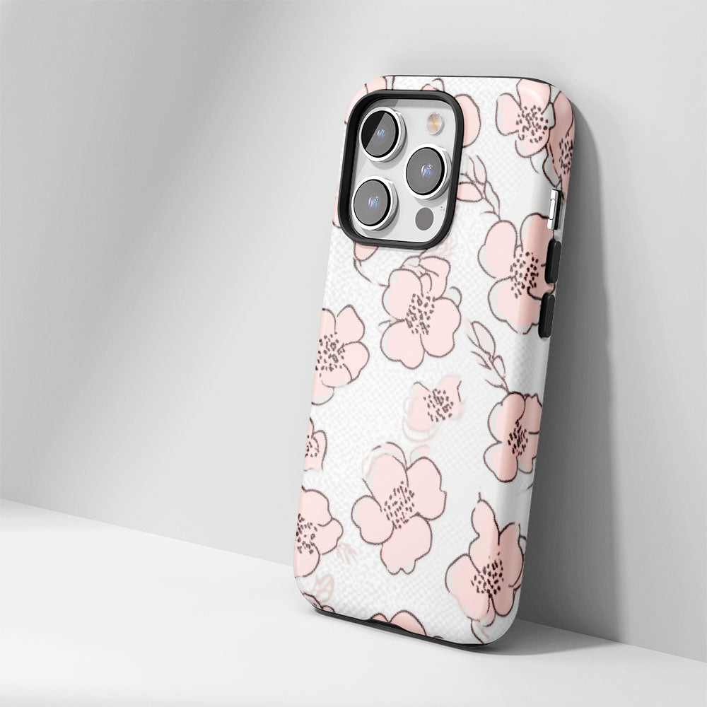 雙層半手印花堅韌霧面花朵 iPhone 手機殼