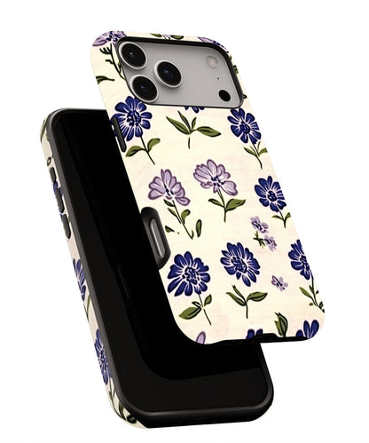 Double-Layer Semi-Handprinted Tough Matte Flowers iPhone Case