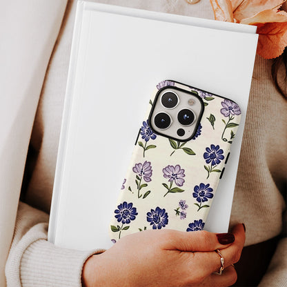 Double-Layer Semi-Handprinted Tough Matte Flowers iPhone Case