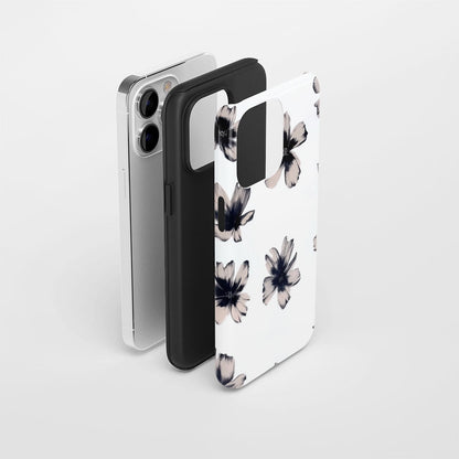 Double-Layer Semi-Handprinted Tough Matte Flowers iPhone Case