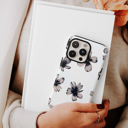 Double-Layer Semi-Handprinted Tough Matte Flowers iPhone Case