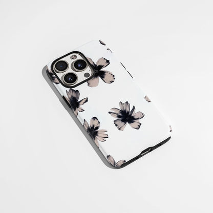 Double-Layer Semi-Handprinted Tough Matte Flowers iPhone Case