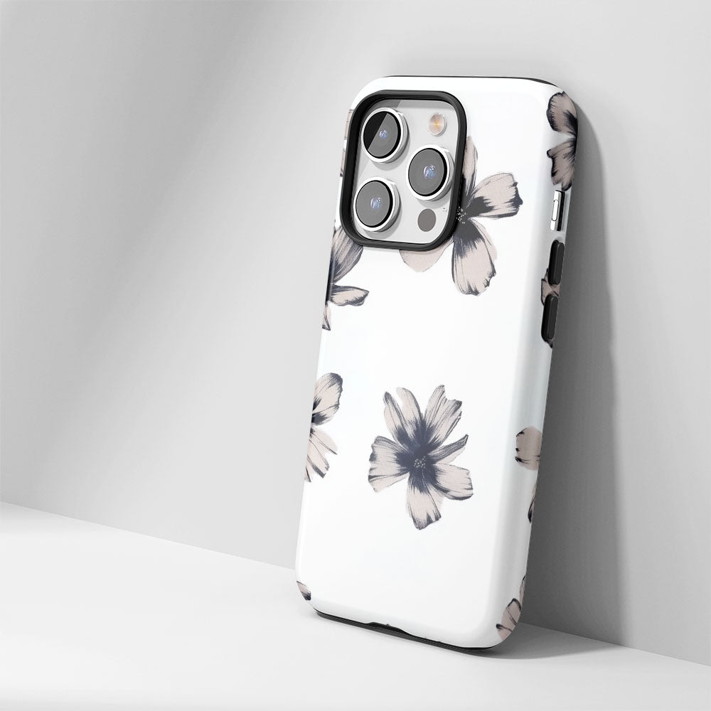 Double-Layer Semi-Handprinted Tough Matte Flowers iPhone Case