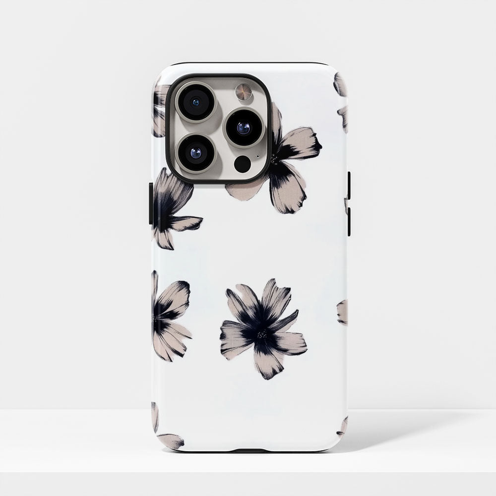 Double-Layer Semi-Handprinted Tough Matte Flowers iPhone Case