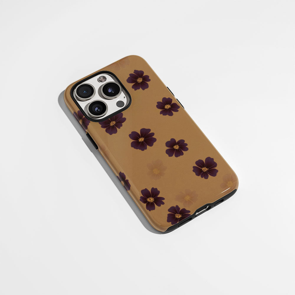 Double-Layer Semi-Handprinted Tough Matte Flowers iPhone Case