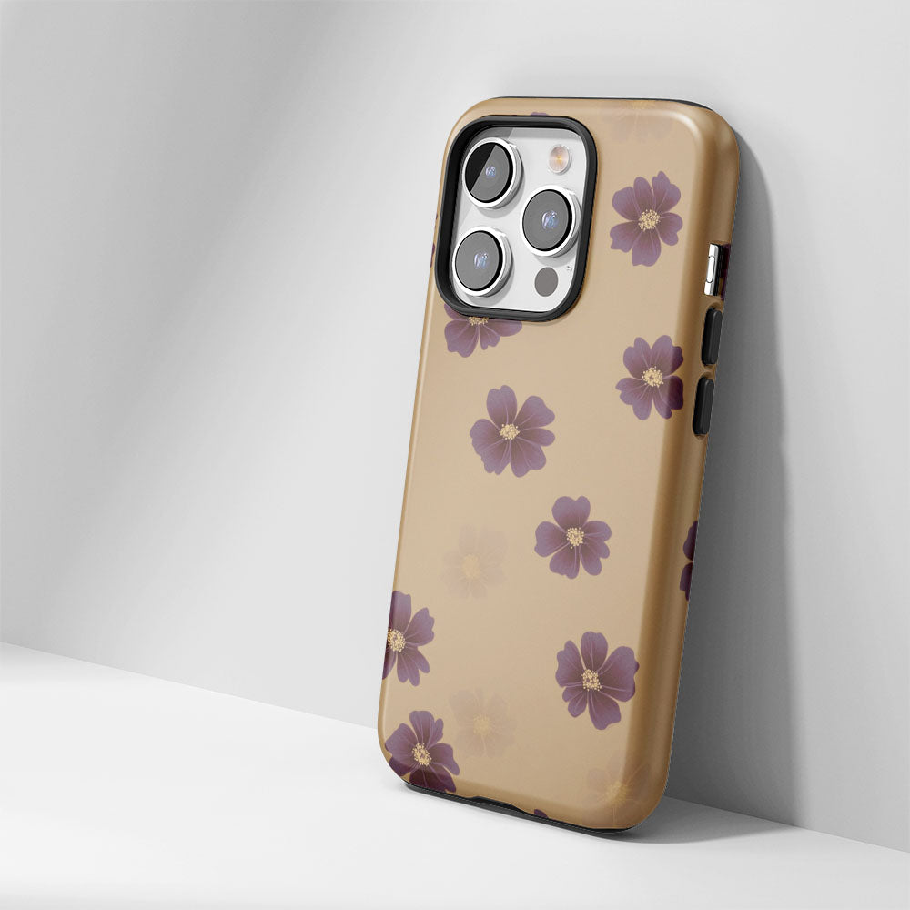 Double-Layer Semi-Handprinted Tough Matte Flowers iPhone Case