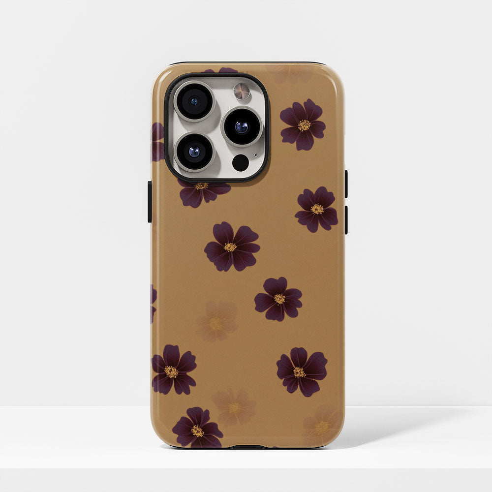 Double-Layer Semi-Handprinted Tough Matte Flowers iPhone Case