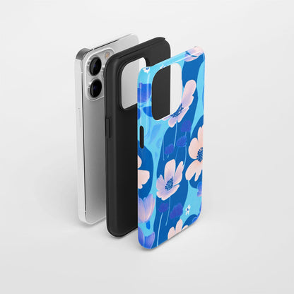 Double-Layer Semi-Handprinted Tough Matte Flowers iPhone Case