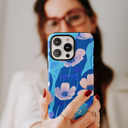 Double-Layer Semi-Handprinted Tough Matte Flowers iPhone Case