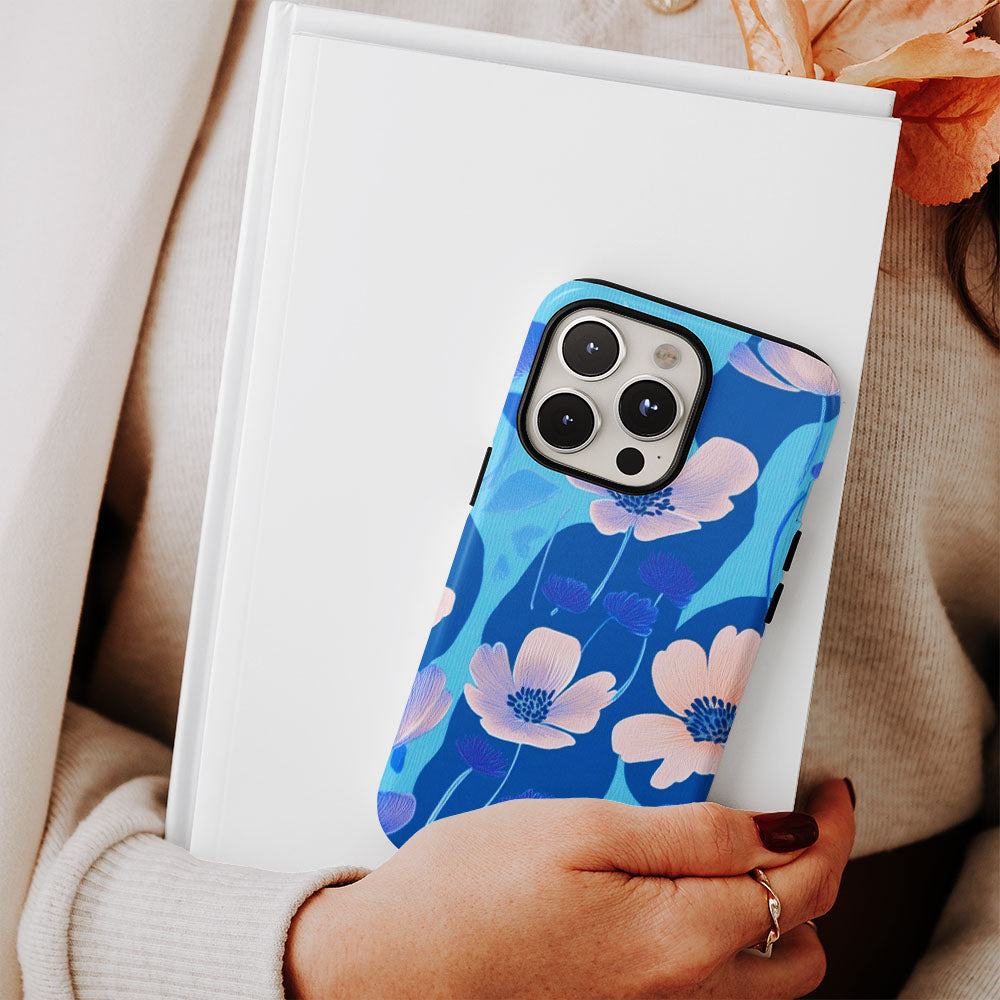 Double-Layer Semi-Handprinted Tough Matte Flowers iPhone Case