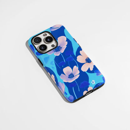 Double-Layer Semi-Handprinted Tough Matte Flowers iPhone Case