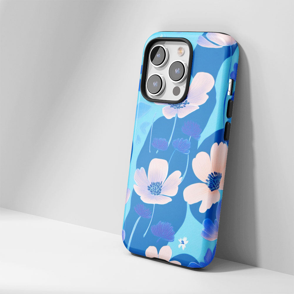 Double-Layer Semi-Handprinted Tough Matte Flowers iPhone Case