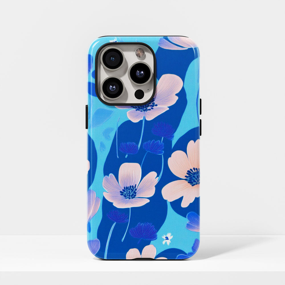 Double-Layer Semi-Handprinted Tough Matte Flowers iPhone Case