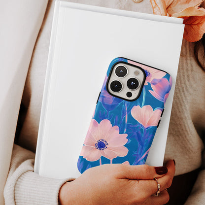 Double-Layer Semi-Handprinted Tough Matte Flowers iPhone Case