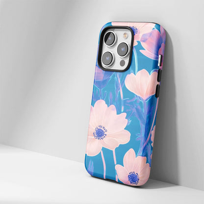 Double-Layer Semi-Handprinted Tough Matte Flowers iPhone Case