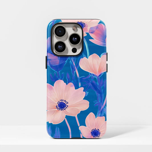 Double-Layer Semi-Handprinted Tough Matte Flowers iPhone Case