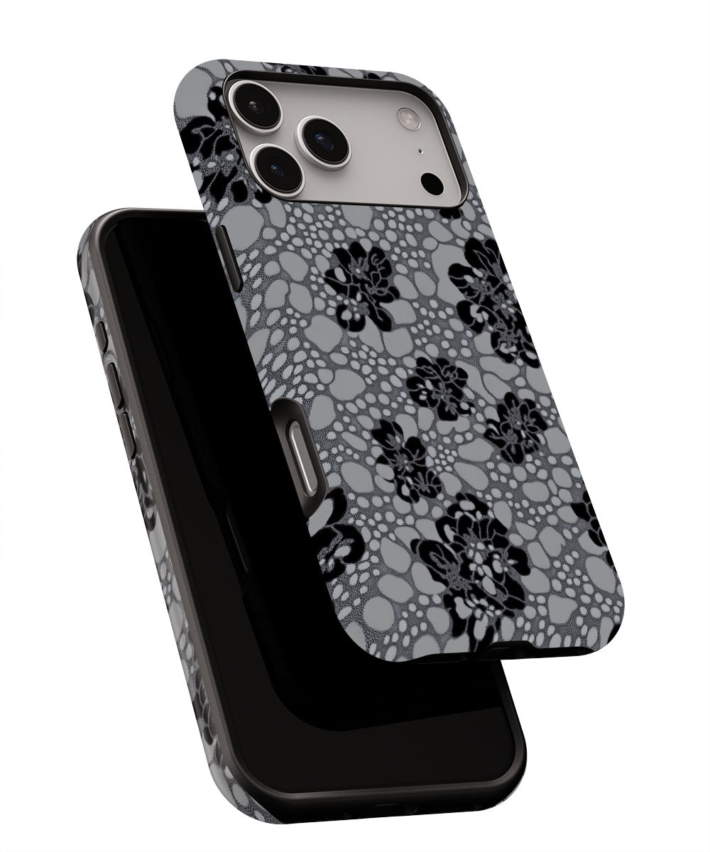 Double-Layer Semi-Handprinted Tough Matte Flowers iPhone Case
