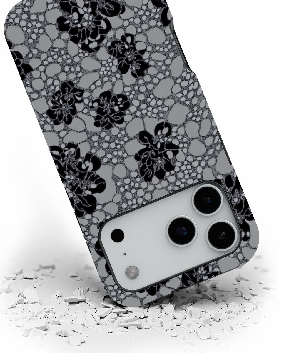 Double-Layer Semi-Handprinted Tough Matte Flowers iPhone Case