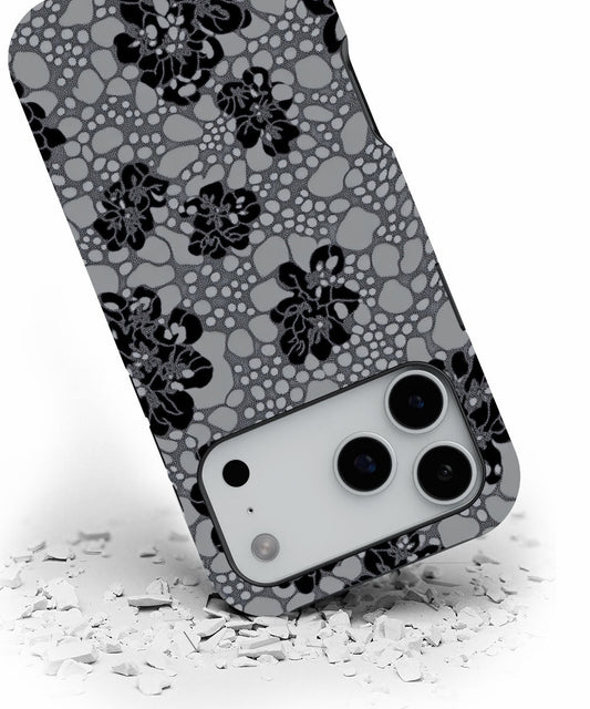 Double-Layer Semi-Handprinted Tough Matte Flowers iPhone Case