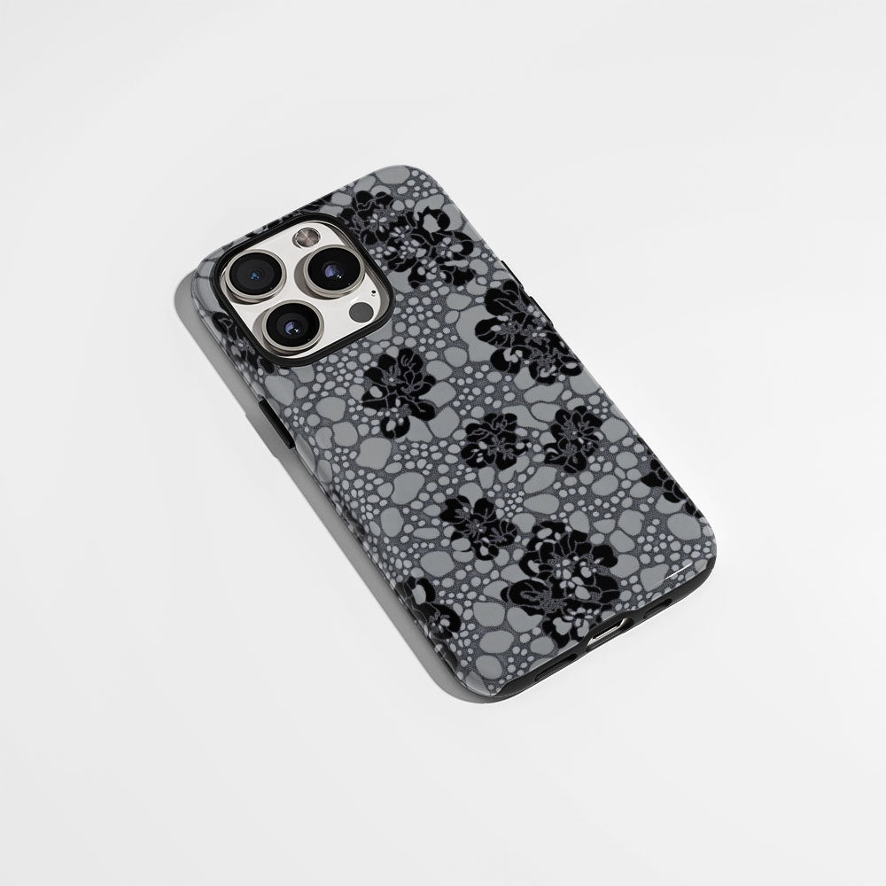 Double-Layer Semi-Handprinted Tough Matte Flowers iPhone Case