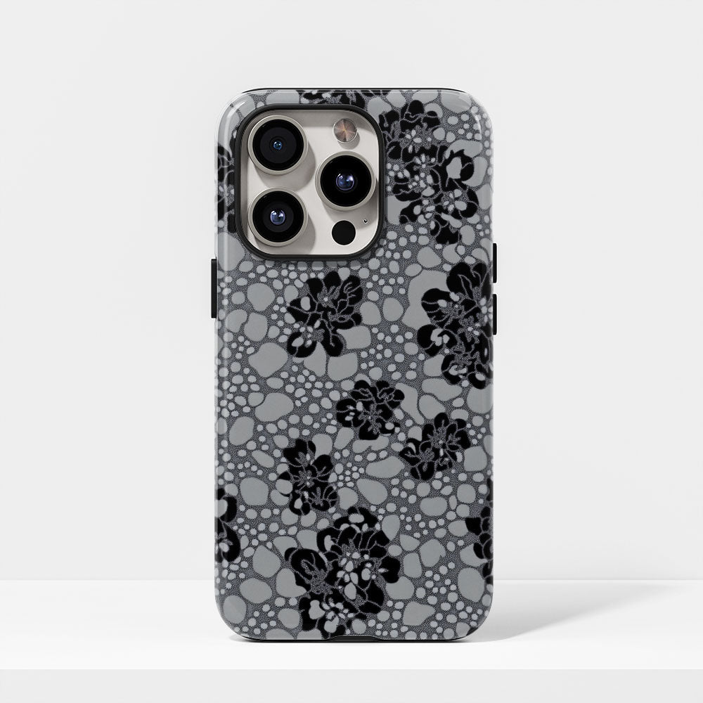 Double-Layer Semi-Handprinted Tough Matte Flowers iPhone Case