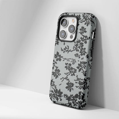 Double-Layer Semi-Handprinted Tough Matte Flowers iPhone Case