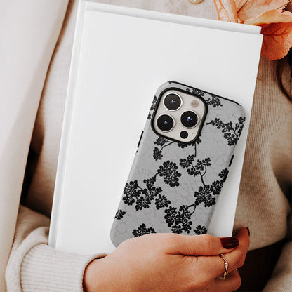 Double-Layer Semi-Handprinted Tough Matte Flowers iPhone Case