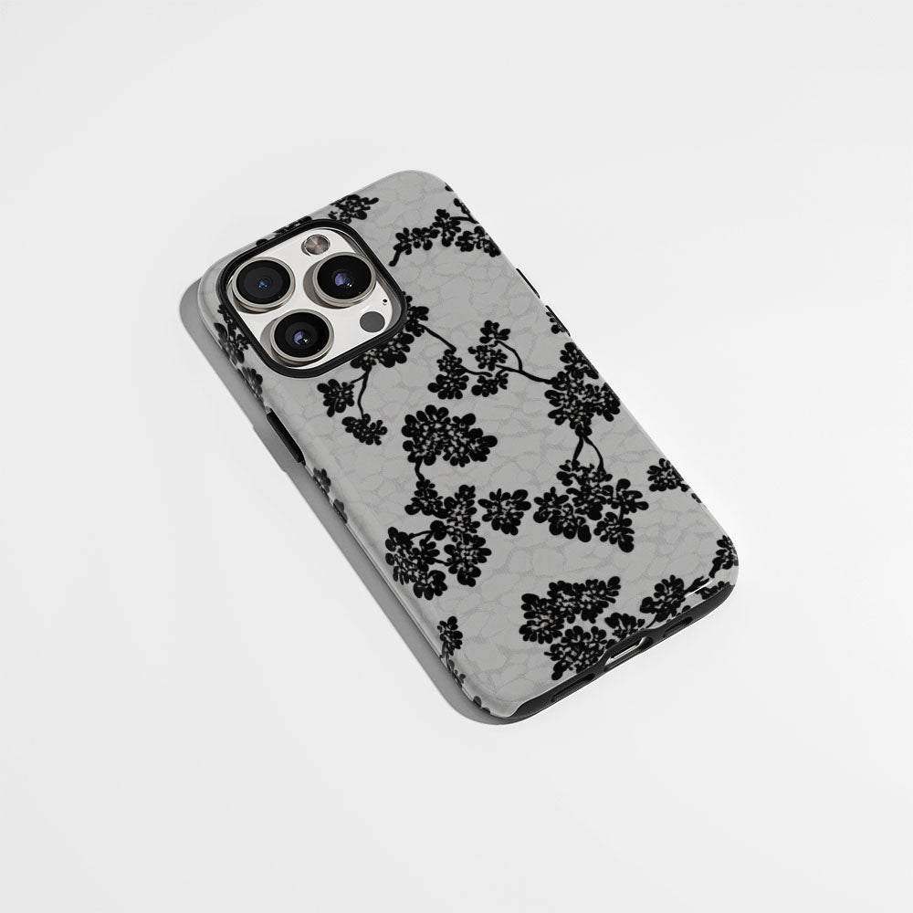 Double-Layer Semi-Handprinted Tough Matte Flowers iPhone Case