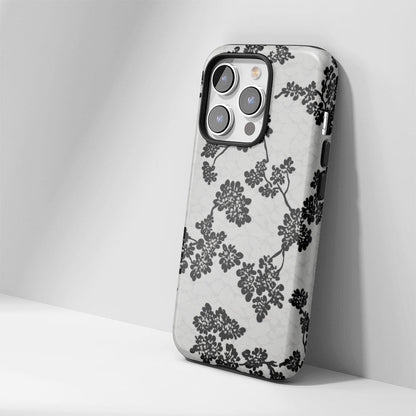 Double-Layer Semi-Handprinted Tough Matte Flowers iPhone Case