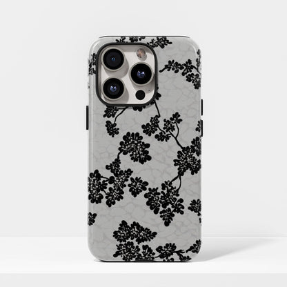 Double-Layer Semi-Handprinted Tough Matte Flowers iPhone Case