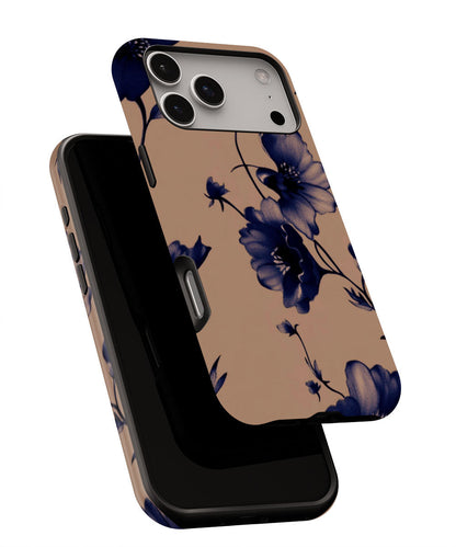 Double-Layer Semi-Handprinted Tough Matte Flowers iPhone Case