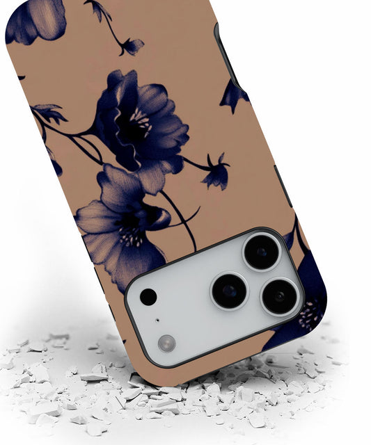 Double-Layer Semi-Handprinted Tough Matte Flowers iPhone Case