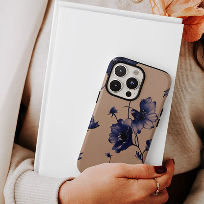 Double-Layer Semi-Handprinted Tough Matte Flowers iPhone Case