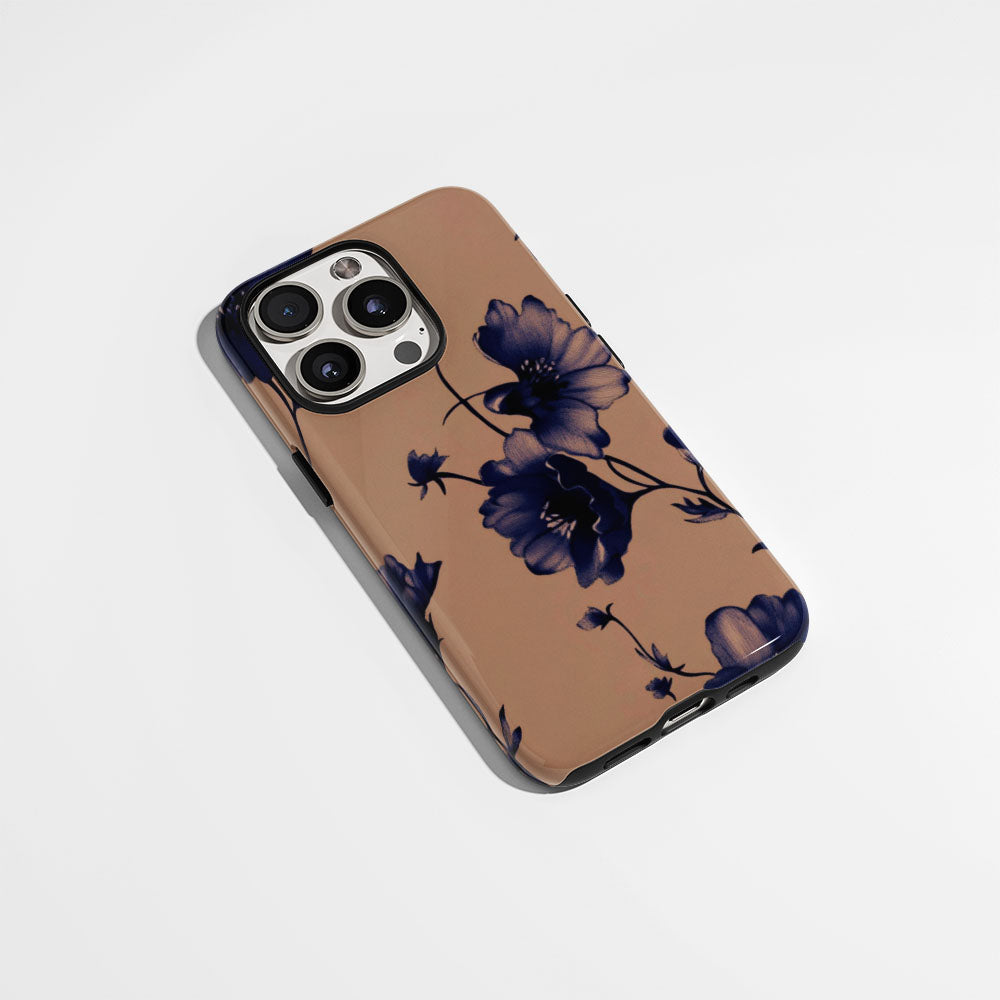 Double-Layer Semi-Handprinted Tough Matte Flowers iPhone Case