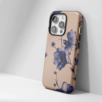 Double-Layer Semi-Handprinted Tough Matte Flowers iPhone Case